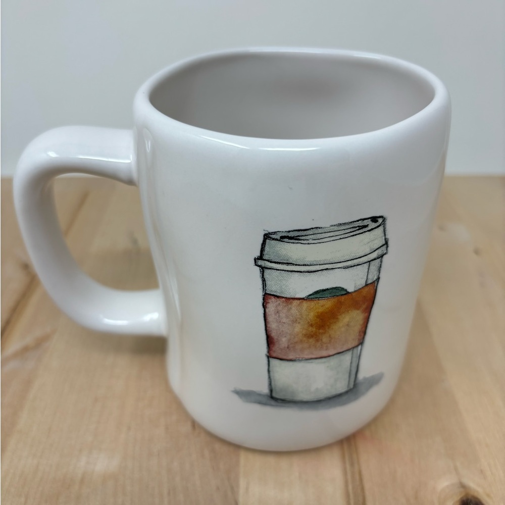 Rae Dunn LOVE YOU A LATTE Mug Ceramic Double Sided Black Lettering New - Picture 2 of 4